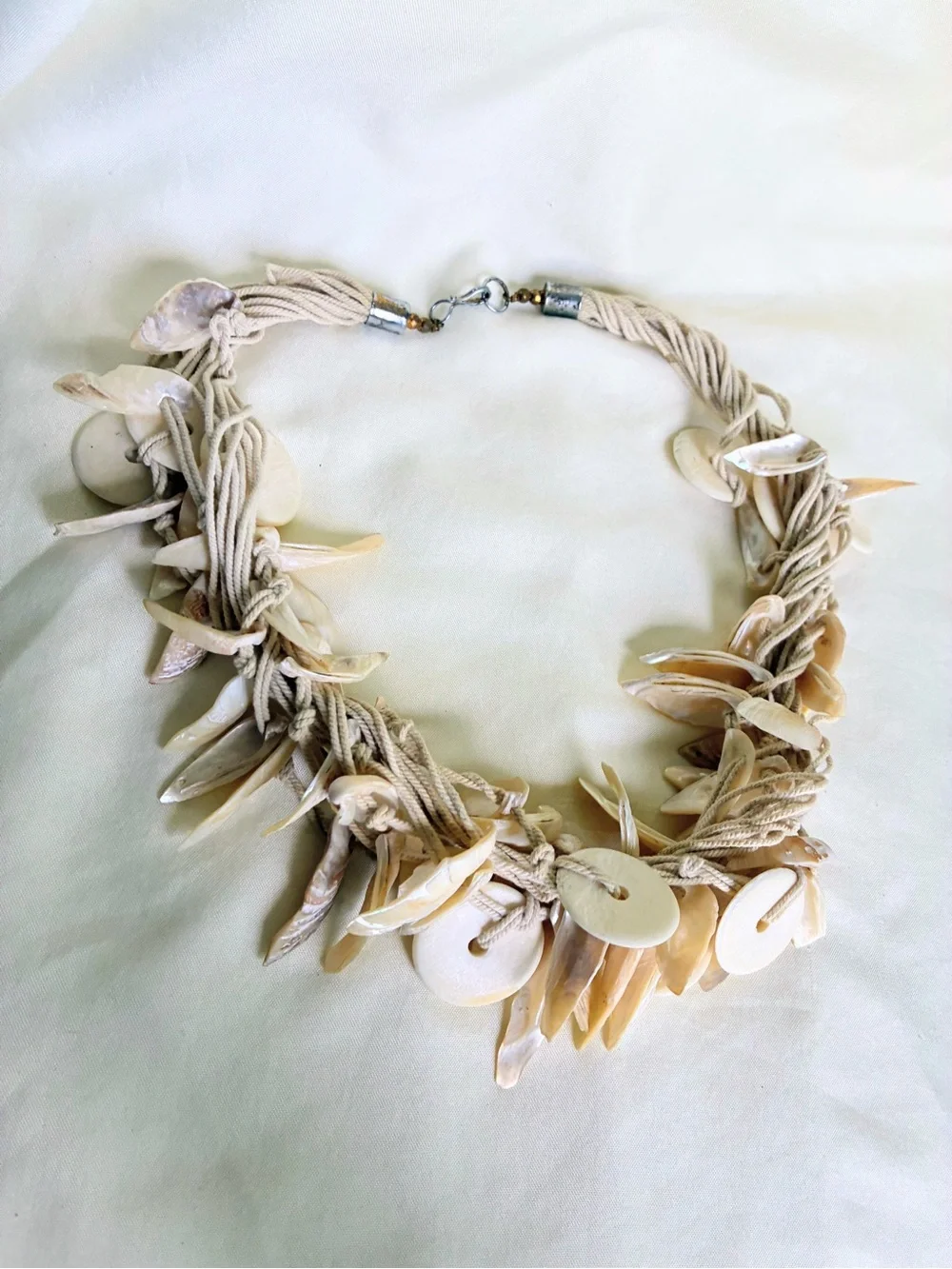 Boho Multi layered beaded necklace with beige beads